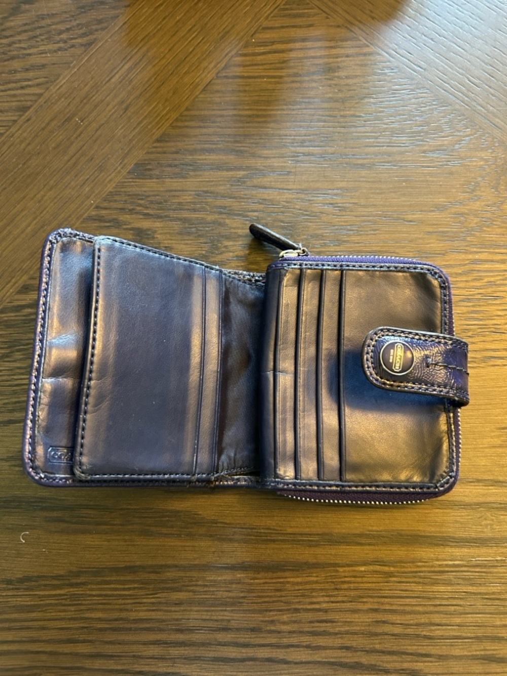 Coach Poppy Ikat Multicolor Canvas Zip Around Compact Wallet - Picture 7 of 9